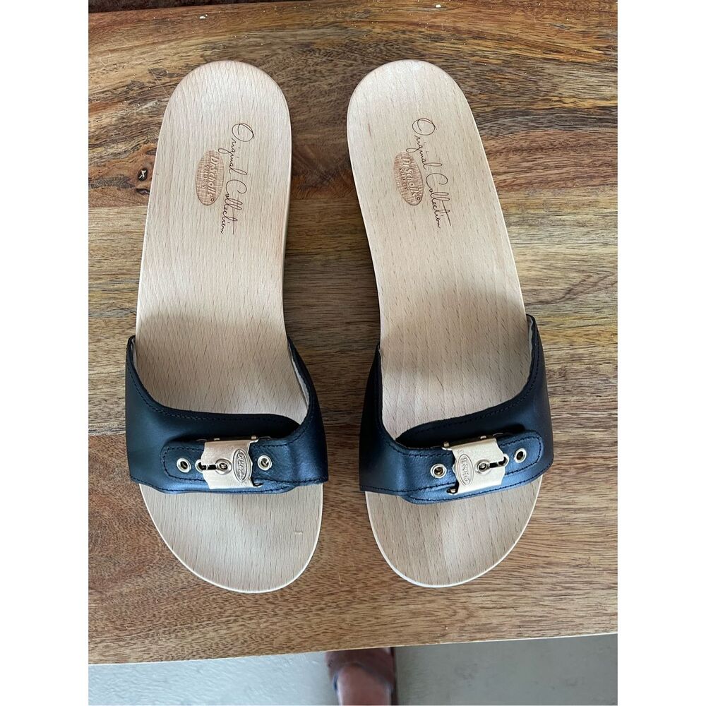 Dr. Scholl's Womens Black Open Toe Slip On Original Clog Sandal Size 9